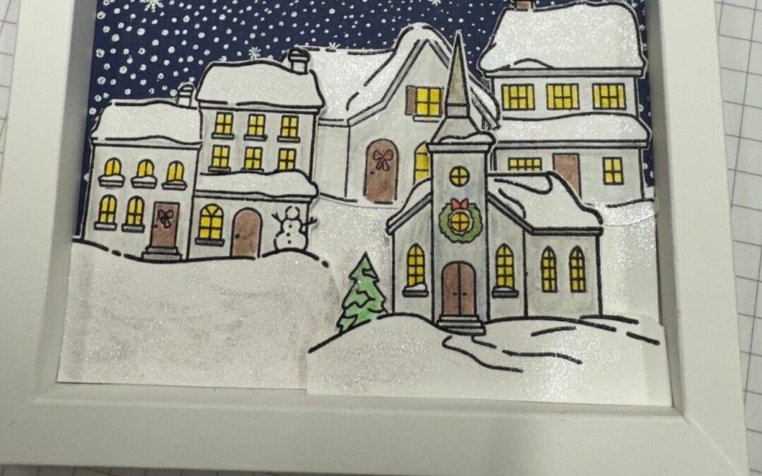 SHADOW BOX CHRISTMAS CARD USING YULETIDE VILLAGE